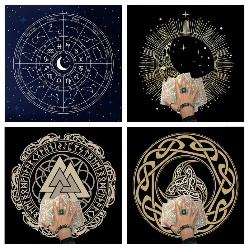 

12 созвездий Таро карта скатерть фланелевая гадания алтарная ткань настольная игра удача Астрология Оракл карты прокладки 50/60/75 см