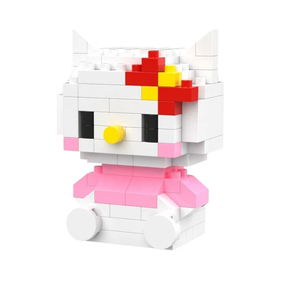Sanrio Hello Kitty Kuromi My Melody Cinnamoroll Bausteine Cartoon-Figuren Ziegel Kinder-Bauspielzeug Modell Geschenk