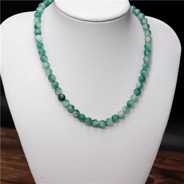 Genuine Natural Green 8mm Jade Beads Necklace Jadeite Jewelry Fashion Charm Accessories Lucky Amulet Gifts for Women Her Men