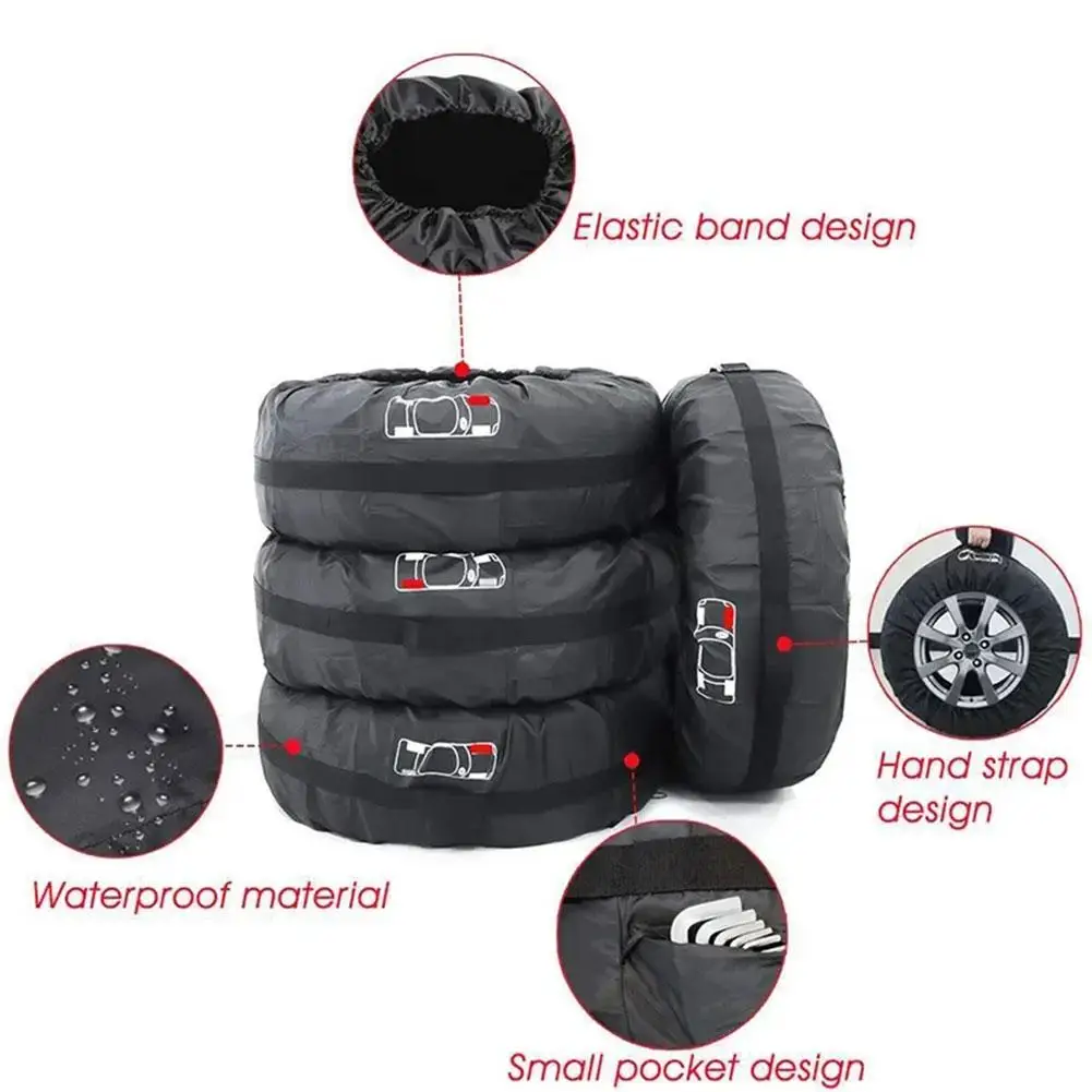 Car Spare Tire Cover Case Nylon Auto Wheel Tires Storage Bags Vehicle Tyre Waterproof Dust-proof Protector Styling Accessroies