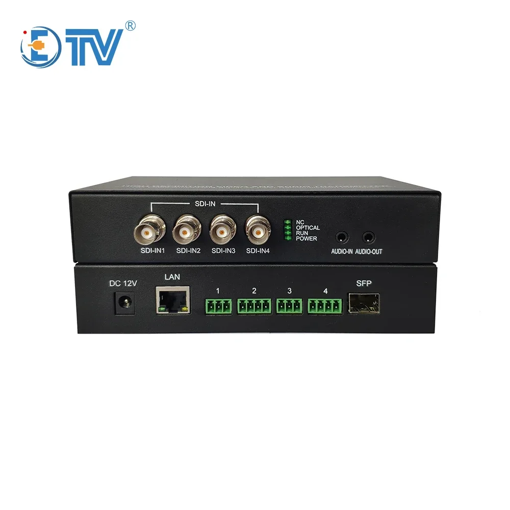 ETV 4ch HD SDI over Fiber Optic Extender With network data audio interface