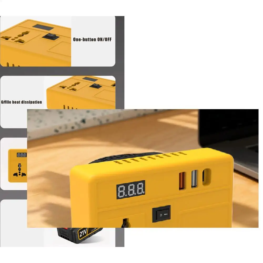

150W Battery Inverter DC 21V To AC 220V Electric Tool Battery Inverter Power Inverter Portable Intelligent Inverter Converter