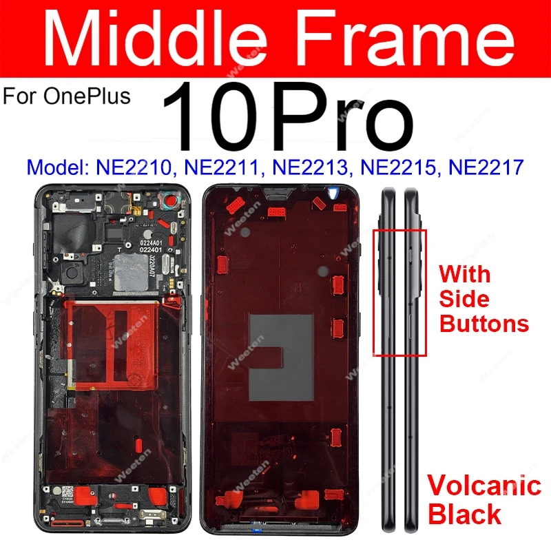 For One Plus Oneplus 1+ 9 9R 9Pro 9RT 10Pro Middle Frame Housing Rear Middle Frame Housing with Side Button Plate Chassis Parts