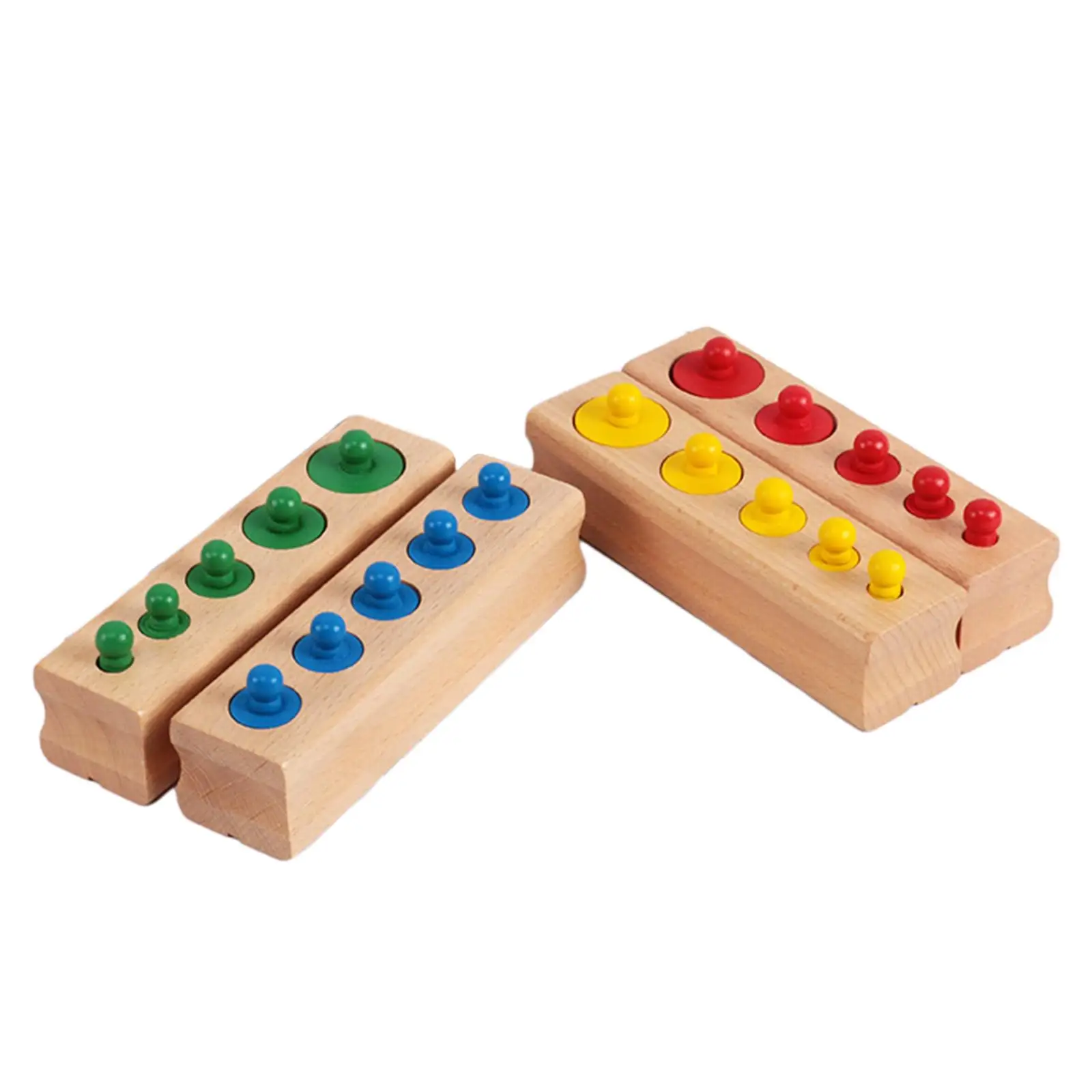 4 Pieces Montessori Toy Knobbed Cylinders Blocks Socket for School Toddlers