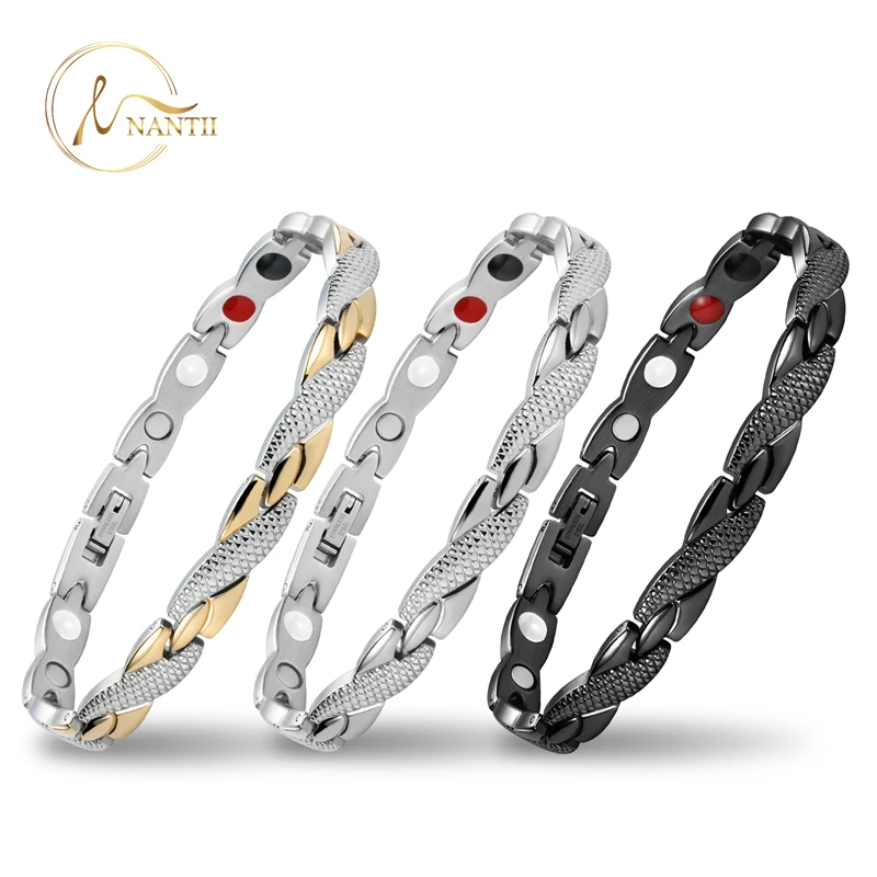 

Nantii Magnetic Bracelet for Women Fashion Dragon Pattern 4IN1 Bio Elements Magnets Healing Stainless Steel Bracelets