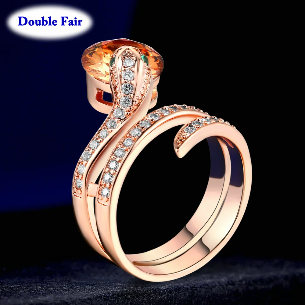 Vintage Snake Finger Ring Rose Gold Color Fashion Crystal Wholesale Jewelry For Women DWR149/R150/R271