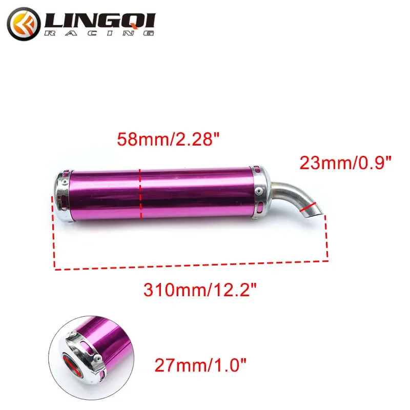 LESQUE 310mm Moto Exhaust Pipe Muffler Silencer Aluminum Parts For 50cc 250cc 2 Stroke Scooter ATV Street Dirt Bike Modified