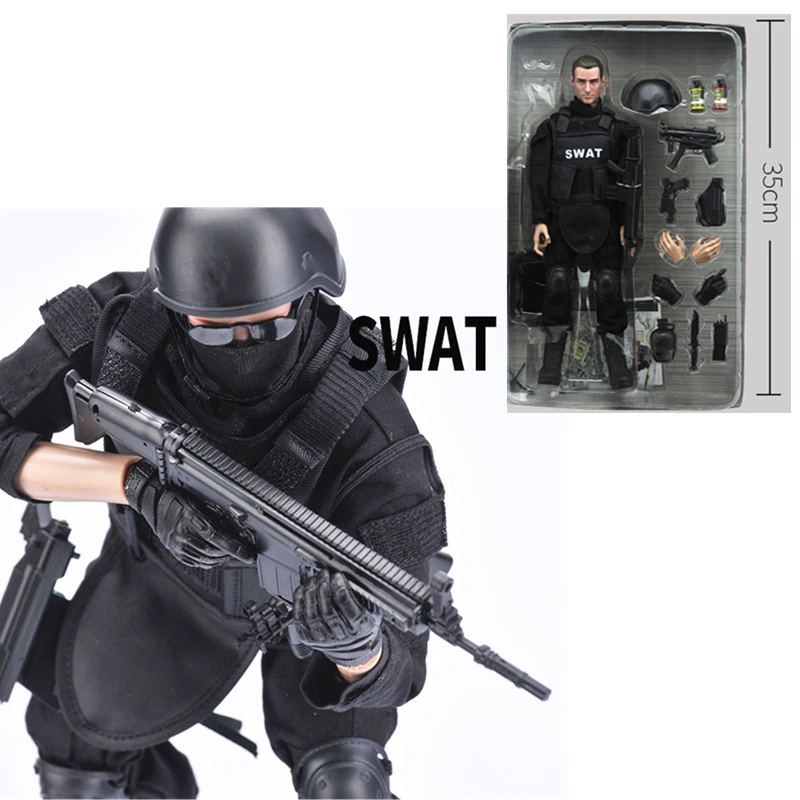 

1/6 SWAT Team Army Man BJD Figure Special Forces Soldiers Military Collectible Doll with Weapons Action Toy Set for Boy