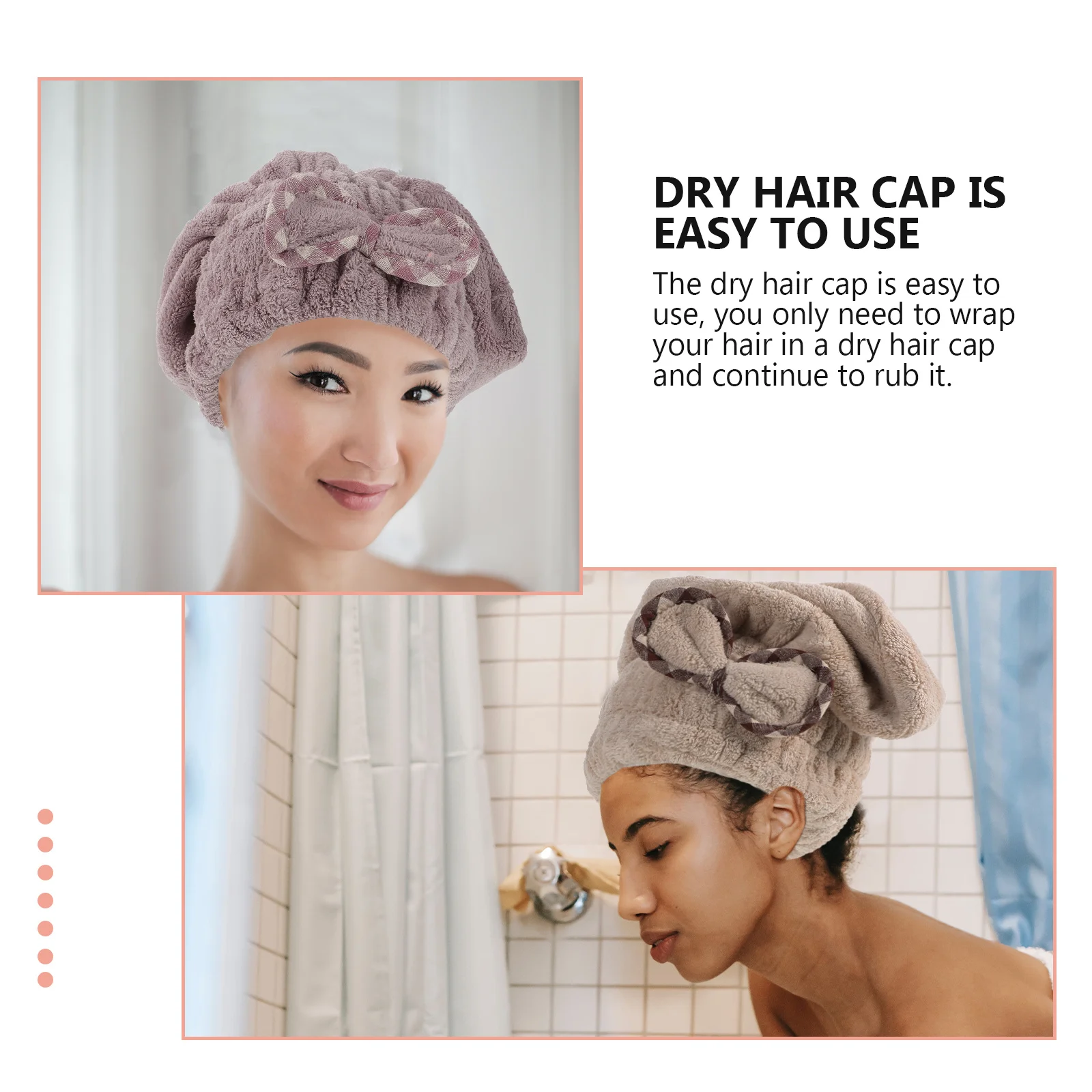 

2Pcs Hair Drying Caps Absorbent Coral Fleece Cartoon Pattern Quick Dry Hair Wraps Soft Comfortable Bathing Towels