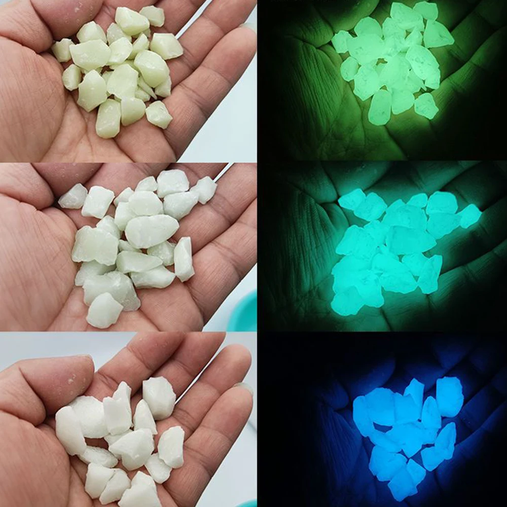 Luminous Stones Fluorescent Rocks Gravel Glow in The Dark for Home Garden Walkways Lawn Fish Tank Ornament DIY Decorative