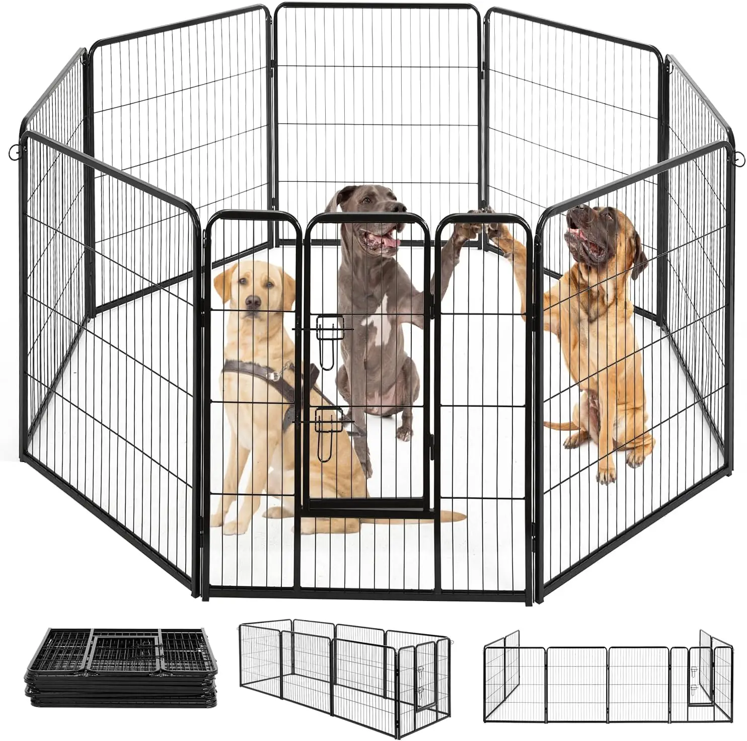 

40 Inch Heavy Duty Metal Dog Playpen, 8 Panels for Indoor Outdoor Use, Rust-Resistant and Tool-Free Setup