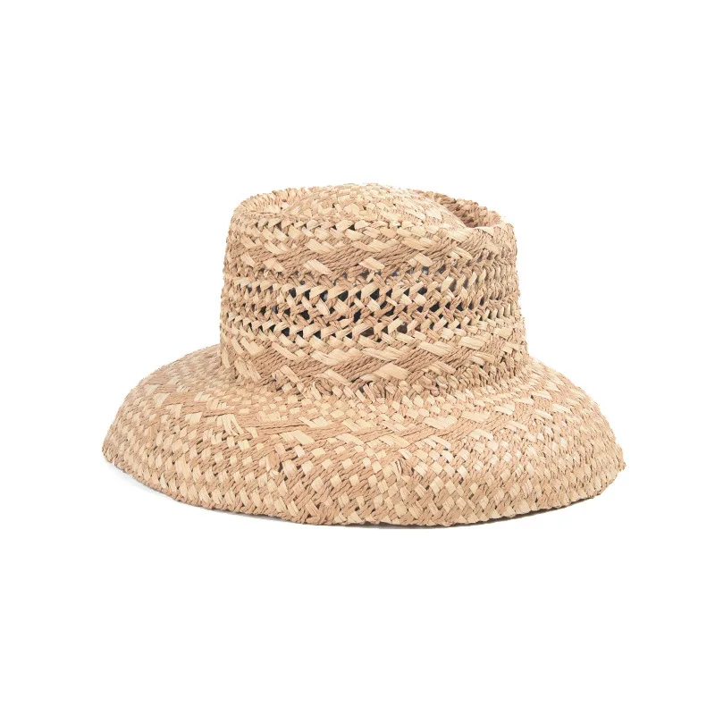 USPOP French Style Women Sun Hat with Hollow-out Design Vintage Handmade Straw Cloche Hat Patchwork Beach Hat for Women