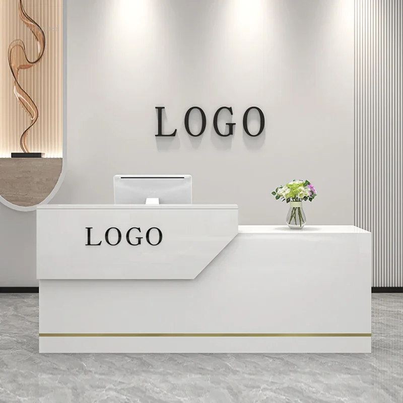 Company Front Desk Reception Desks Simple Office Desk Shop Small Clothing Store Beauty Salon Reception Counter Table Bar Cashier