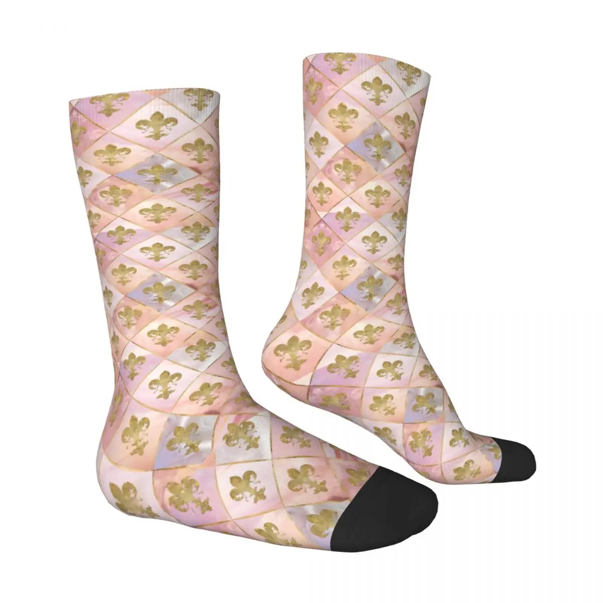 Fleur De Lis Pattern Pastel Quartz Men Women Socks Outdoor Novelty Spring Summer Autumn Winter Stockings Gift