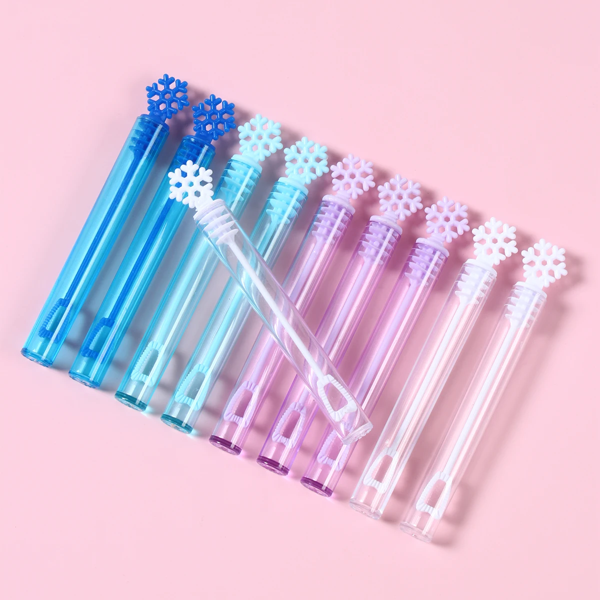 Snowflake Bubble Tube Toy Crown Bow Wand Tube Including Soap Water Baby Shower Wedding Birthday Party Decor Christmas Gift