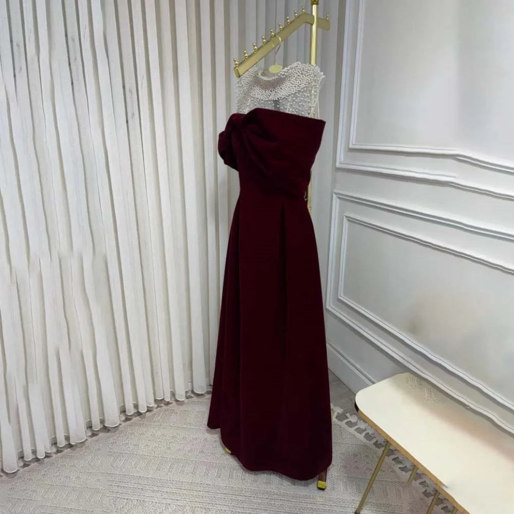 Maßgeschneidertes, exquisites, kurzärmliges Abendkleid, bezauberndes, mit Perlen verziertes Ballkleid, sexy Stehkragen-Partykleid