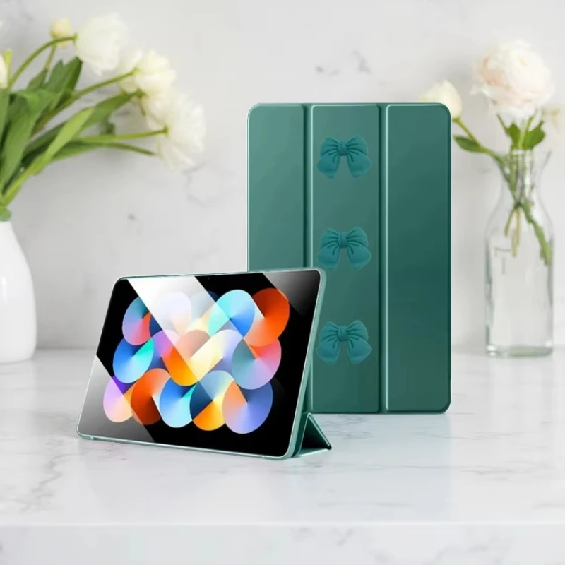 For Redmi Pad SE 8.7 Case 4G 2024 DIY Bows Tri-Fold Stand TPU Soft Back Cover For Xiaomi Redmi Pad SE 8 7inch Tablet Cases