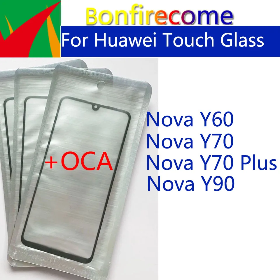 10Pcs\Lot For Huawei Y60 Y90 Y70 Plus Touch Screen Front Outer Glass Lens LCD Glass With OCA Glue Replacement