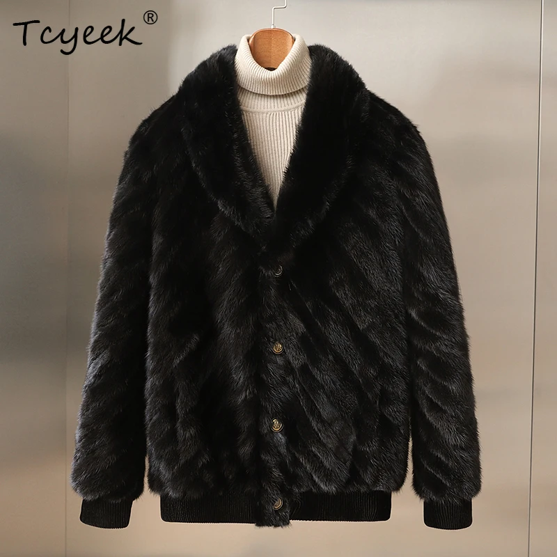 

Tcyeek Пальто из натурального норкового меха Мужская зимняя одежда Модные мужские пальто Куртка из натурального меха Новая верхняя одежда Лоскутная норка Куртка Мужская