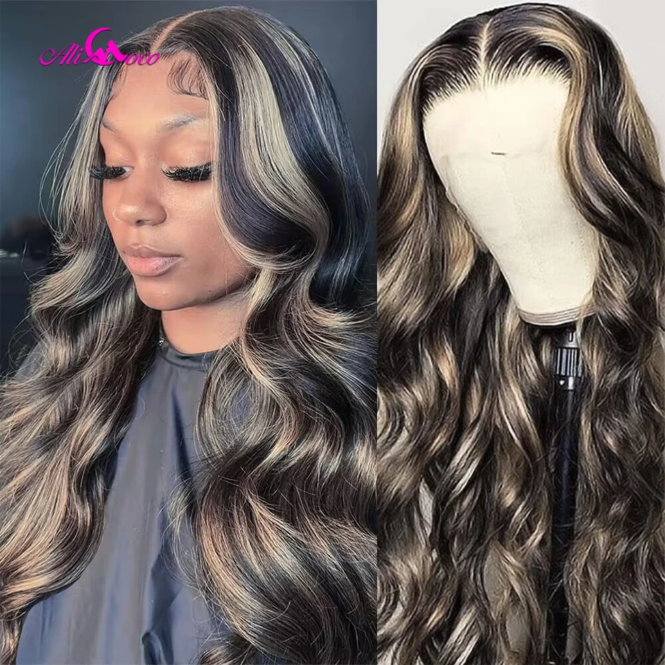 Blonde Highlight Body Wave Lace Front Human Hair Wig HD 13X4 13x6 Lace Frontal Human Hair Wigs For Women Hightlight 1B/27 Wig