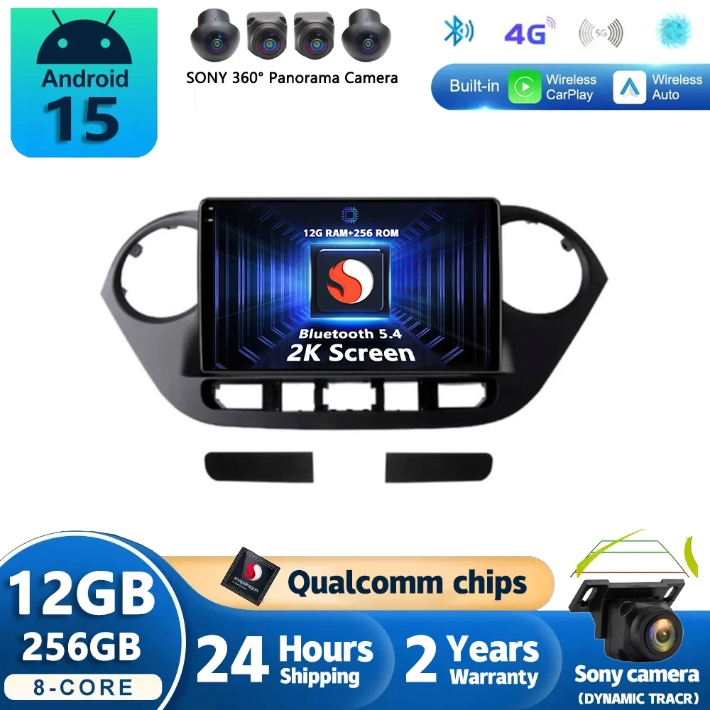 Radio para Auto Android 16 para Hyundai Grand I10 2013-2016, Navegación GPS, Reproductor Multimedia Estéreo, WiFi+4G, BT Inalámbrico, Carplay+Auto