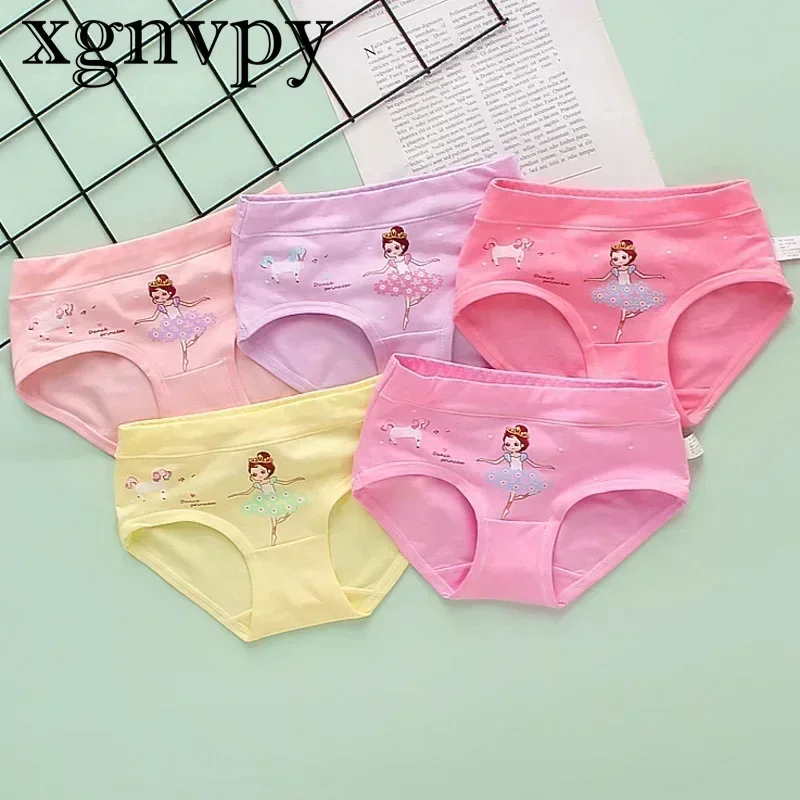 XGNVPY Breathable Girls Cotton Underwear Short Panties with Adorable Cartoon Design for Big and Small Children