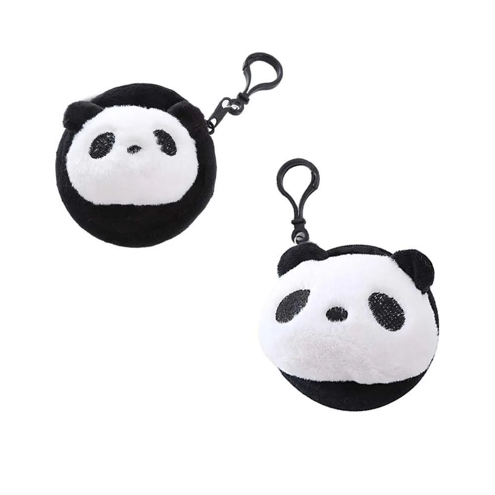 Moda animal de pelúcia panda moeda bolsa grande capacidade redonda dos desenhos animados saco de dinheiro batom bolsa mini fone de ouvido ao ar livre