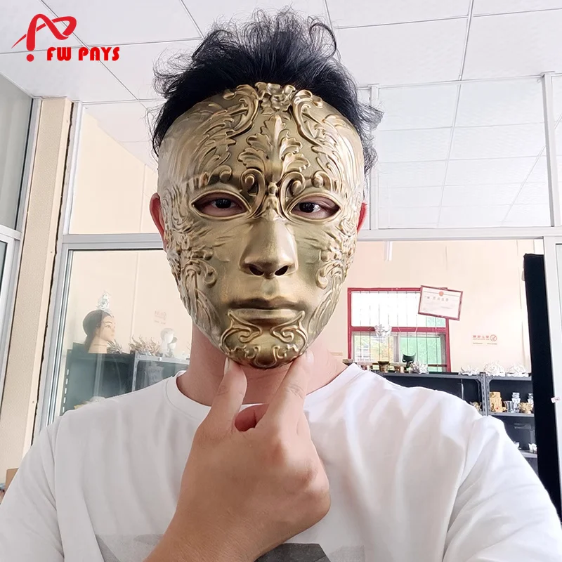 

Golden Silver Helmet Mask Halloween Carnival Headgear Unisex Resin Full-face Mask Ancient Photography Festival Gifts