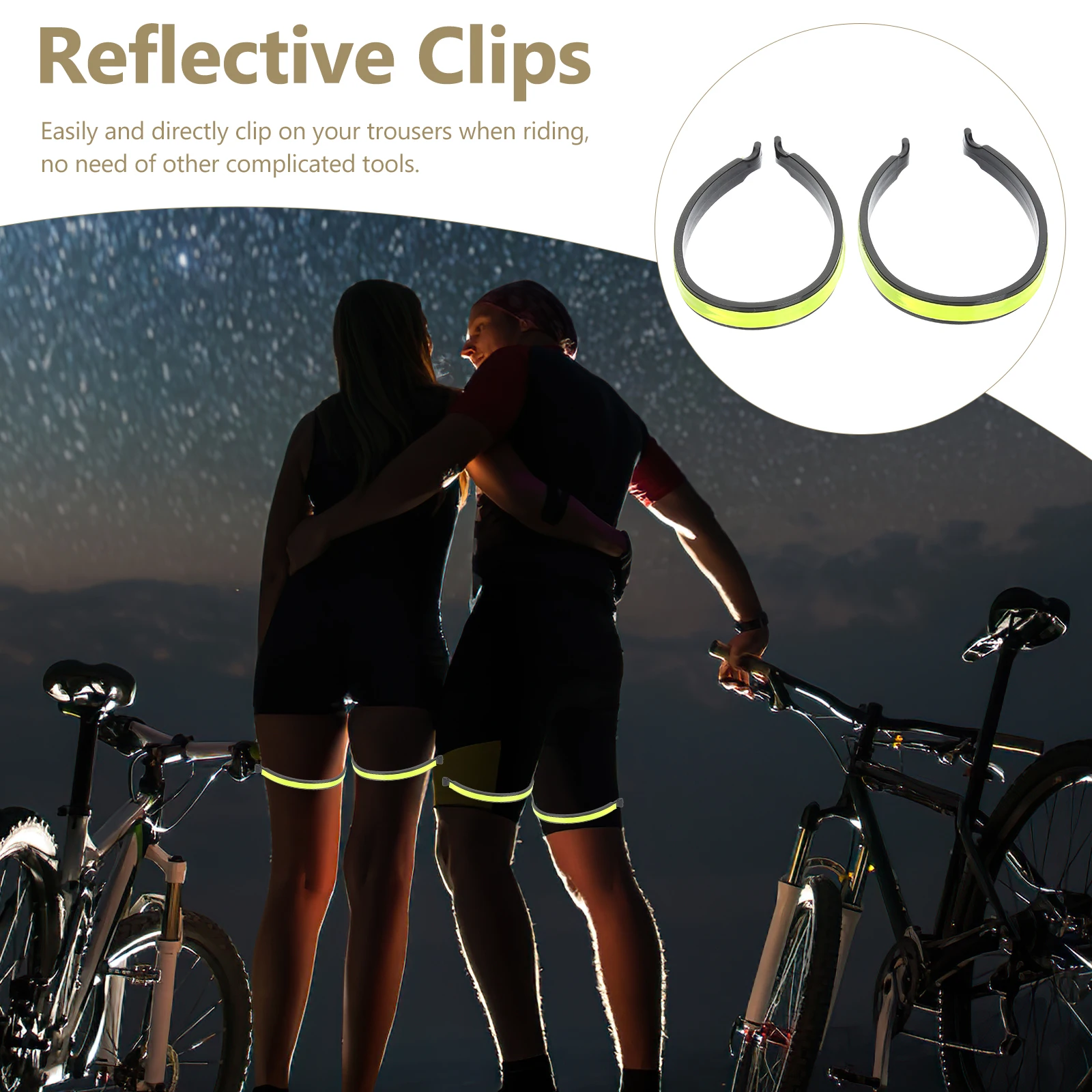 

2 Pcs Reflective Tape Cycling Pants Clips Bike Reflector Resin Bicycle Fluorescent