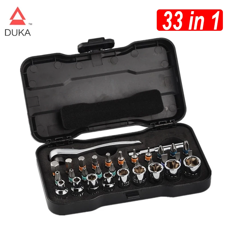 DUKA 33 In 1 Multi-purpose Ratchet Wrench Screwdriver S2 Magnetic Bits Tools Set ATuMan RS2 RS1 DIY Household Repair Tool Box