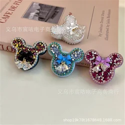 ST43 Cartoon Mouse Head Bow Beaded Accessories Double sided Vertical Hole Hair Rope Phone Chain Pendant DIY Jewelry Accessories