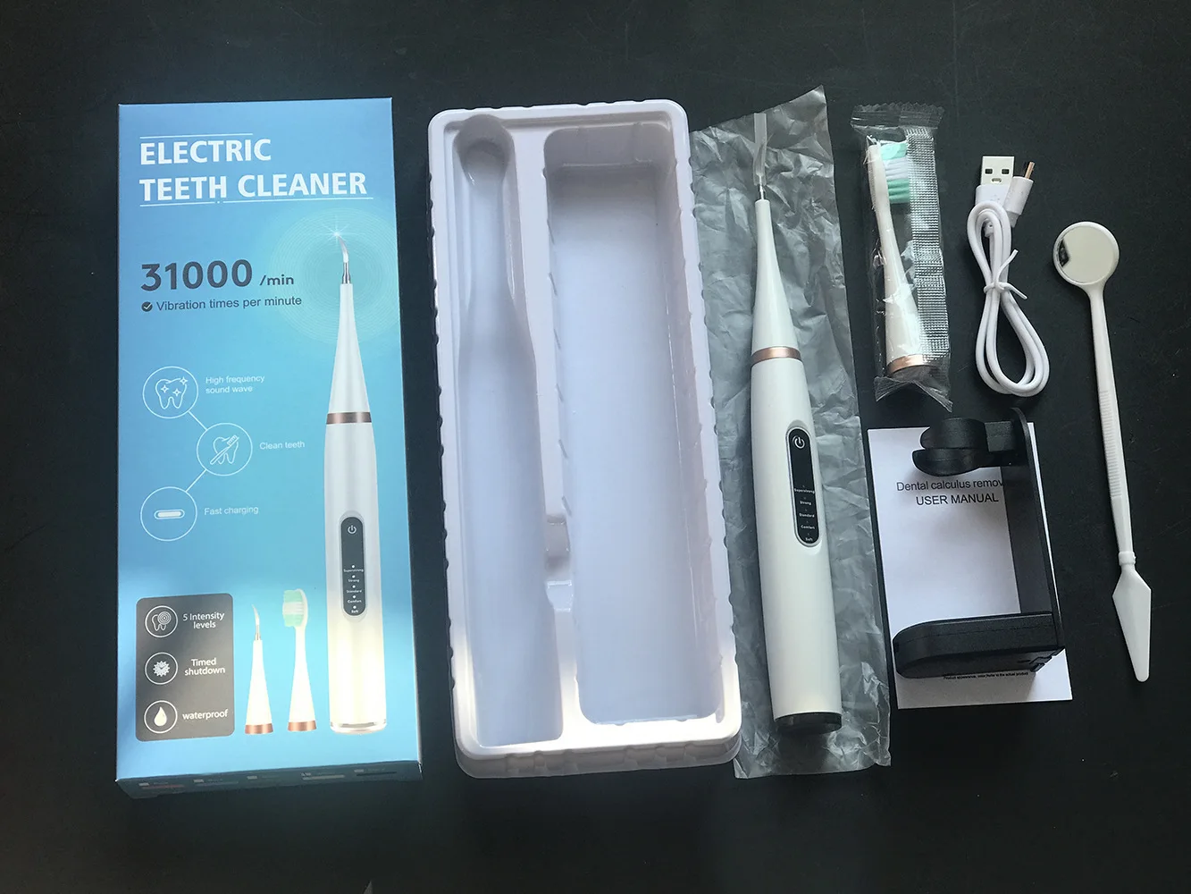 Portátil elétrico Sonic Dental Scaler, Limpador de dentes, Removedor de manchas de cálculo e tártaro, USB recarregável