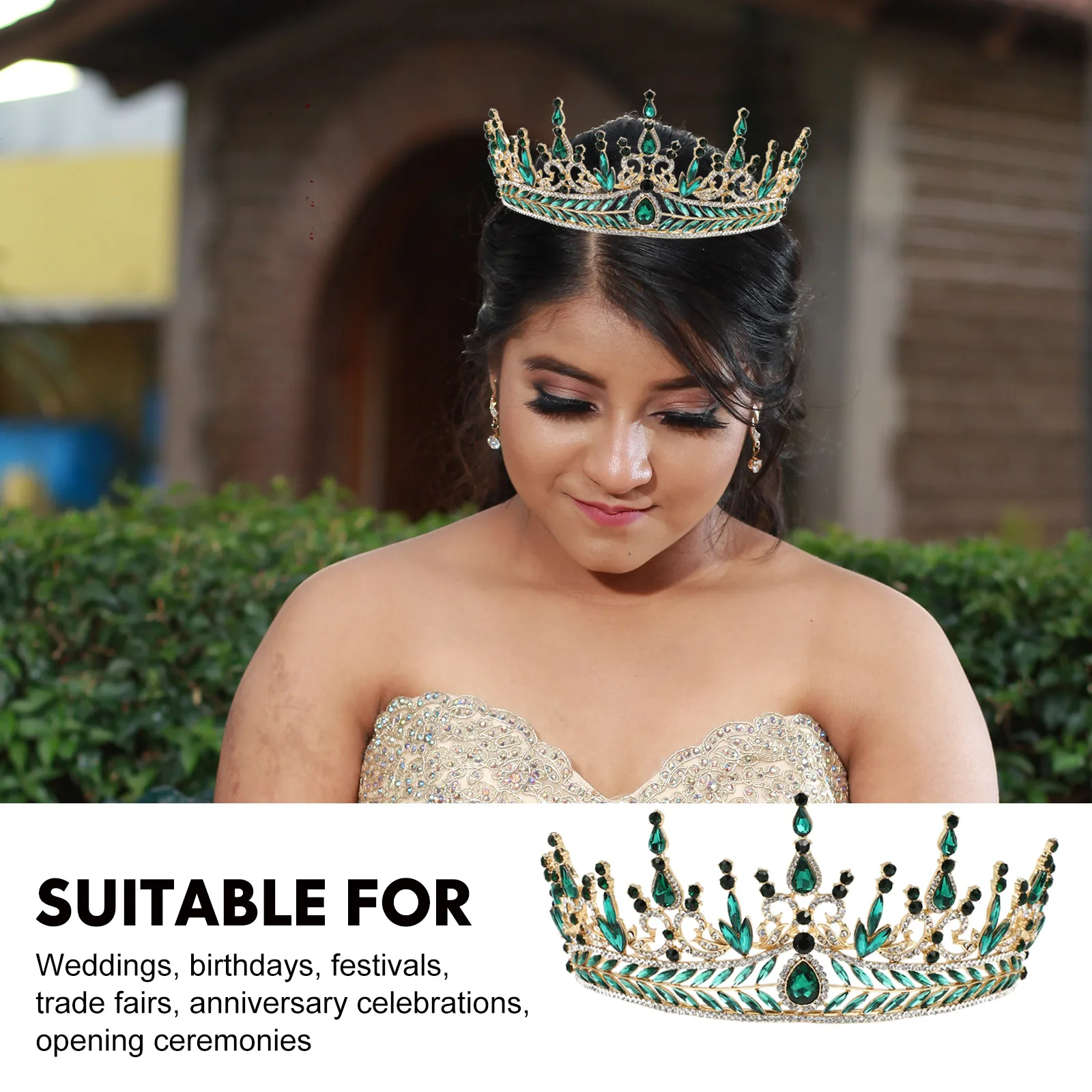 

Luxury Rhinestone Bridal Crown Baroque Style Wedding Tiara Elegant Hair Decor Alloy Tiara For Party Photo Shoot Bridal