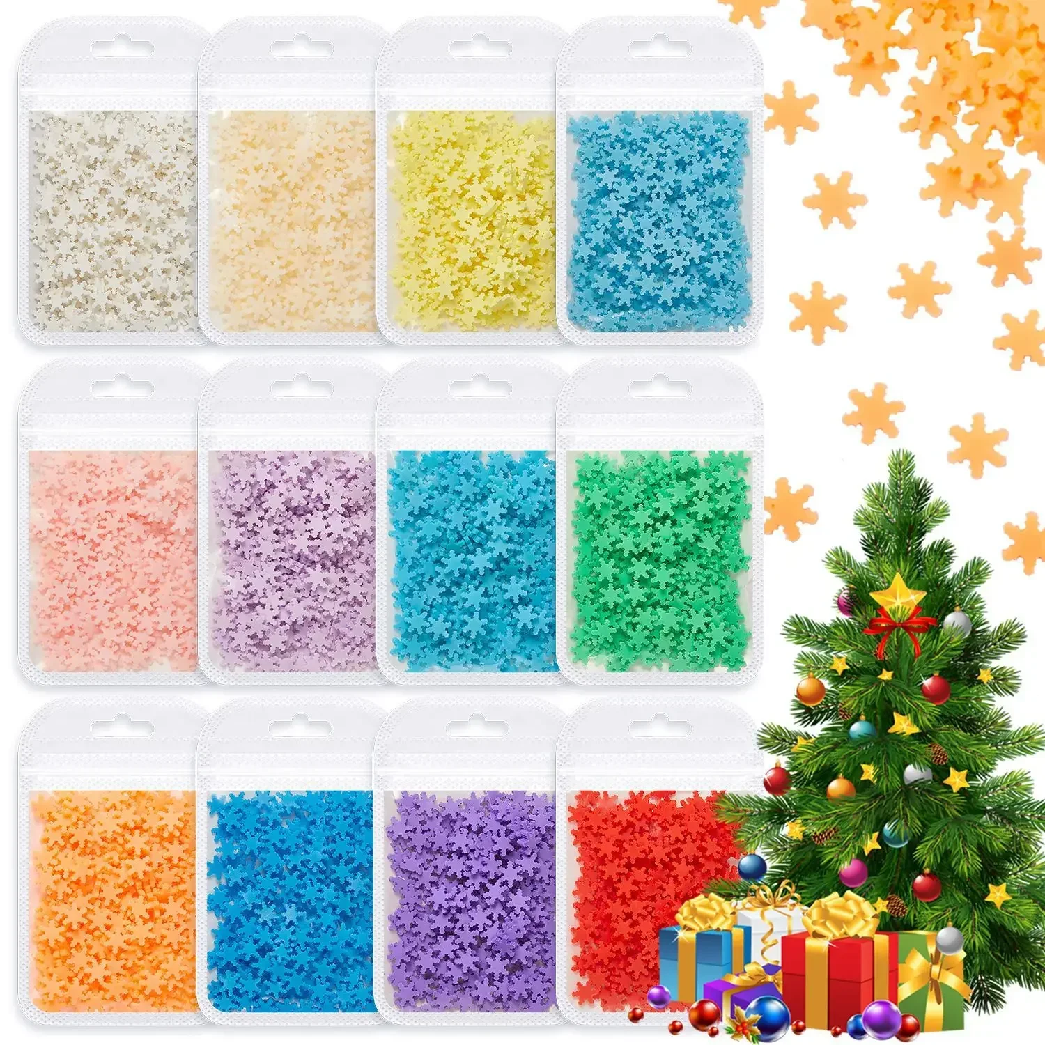 5Mm simulated snowflake soft pottery sheet color, Christmas nail art supplies glitter glue handmade decoration materials wholesa