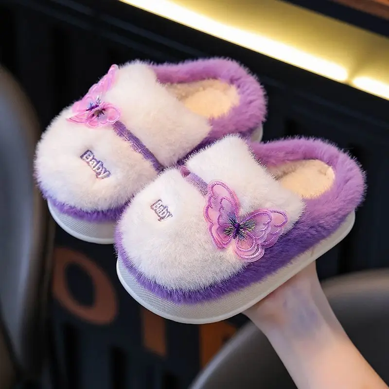 2025 New Baby Thermal Cotton Slippers Autumn Winter Thickened Non Slip Indoor Outdoor Kids Shoes Warm Footwear