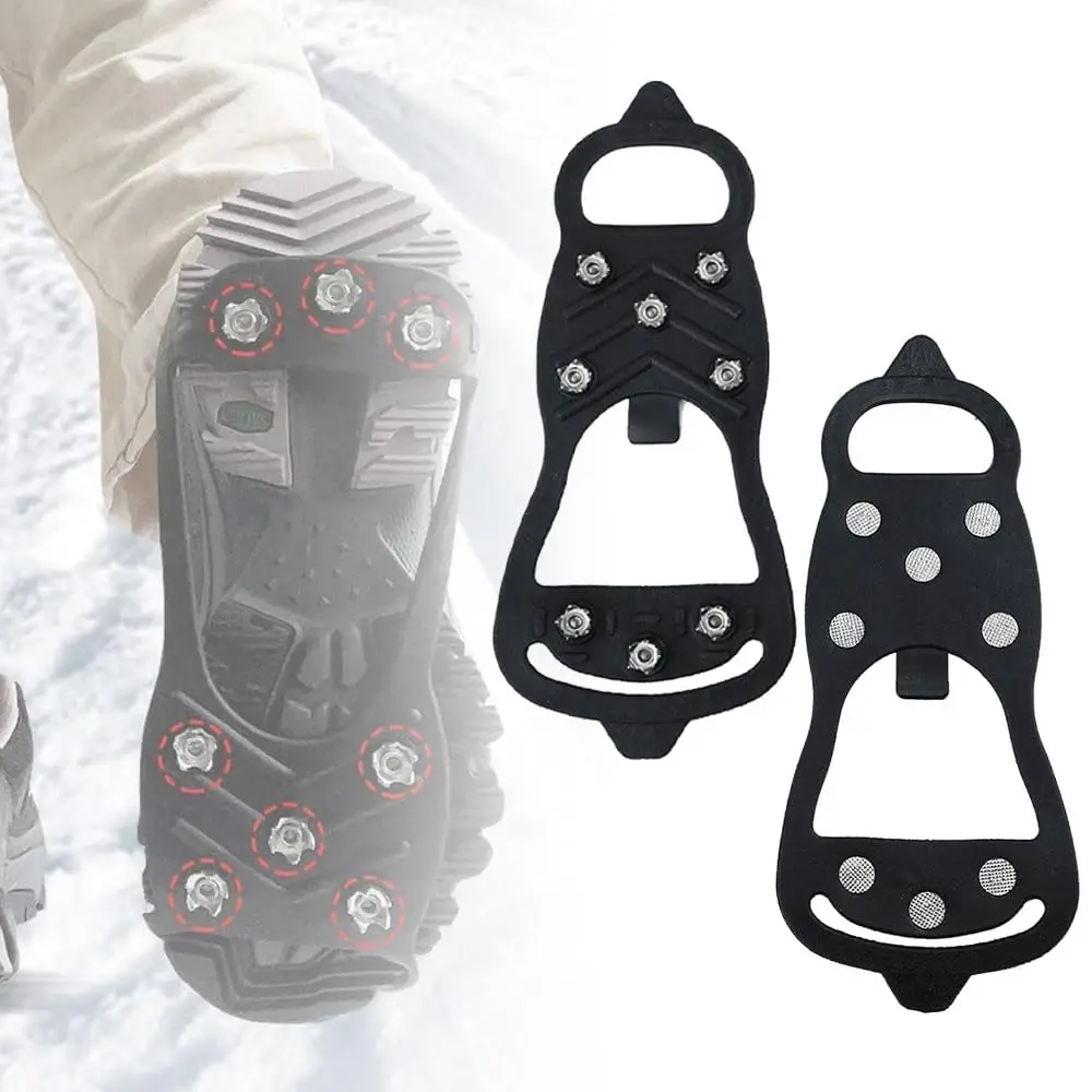 Ice Grippers For Shoes 2025 Upgraded Snow Cleats For Shoes And Boots Ice Snow Winter Hiking Climbing Ice Fishing