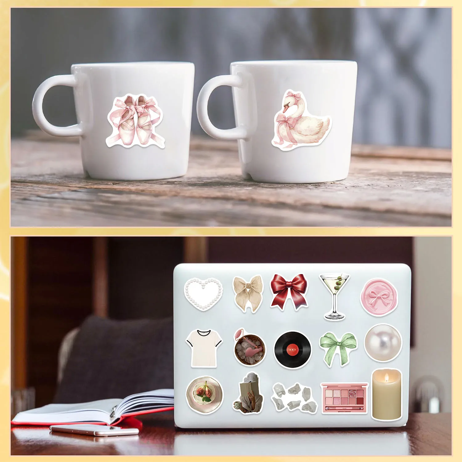 52PCS Cartoon Gentle Aesthetic Graffiti Stickers Decorative Guitar Notebook Luggage DIY Waterproof Stickers