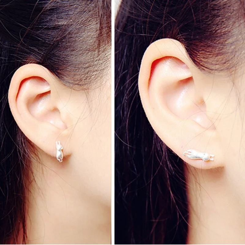 Vintage Women Fashion Brief Style Earring cute Lovely animal Live Cat Piercing Stud Earring for Girls fashion Jewelry