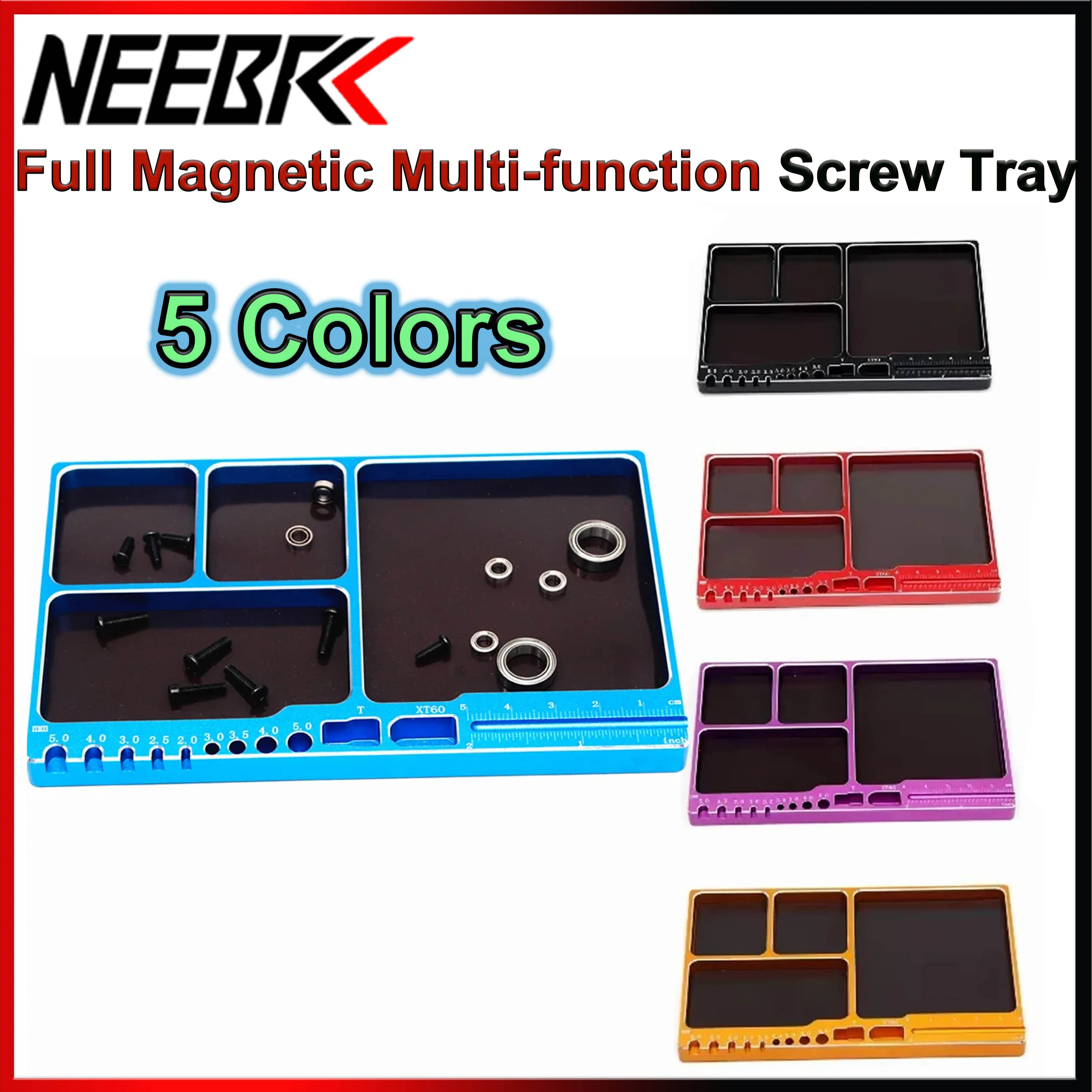 

Aluminum Alloy Full Magnetic Screw Storage Tray Universal Bearing Nut Plate for 1/8 1/10 RC Model Toy Repair Tools Parts Wltoys