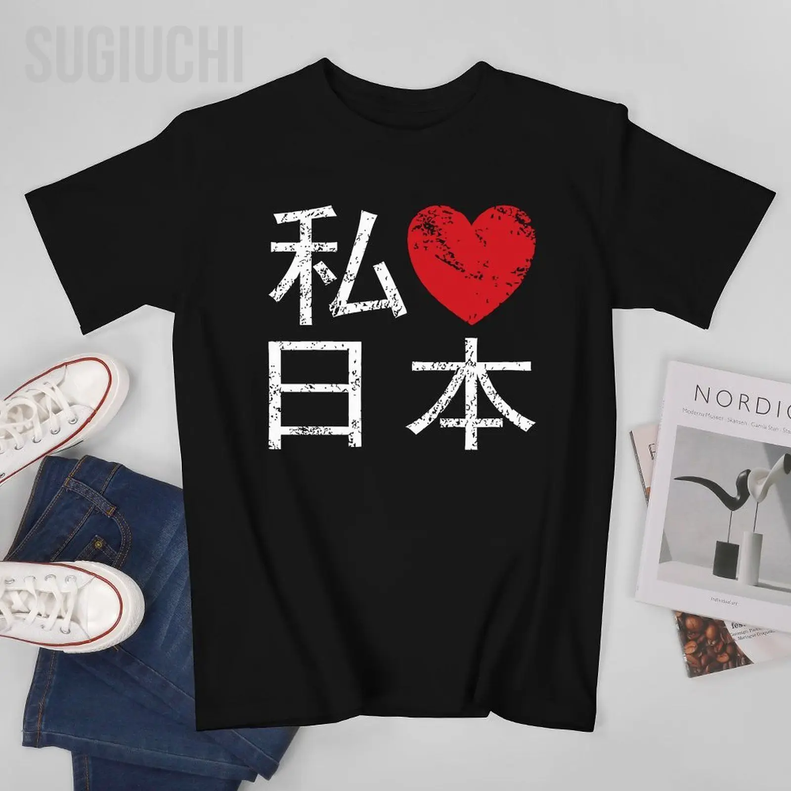 

Men Japan I Love Heart Nippon Tshirt Tees O-neck T Shirts Women Boys 100% Cotton Short T-Shirt Unisex All Seasons