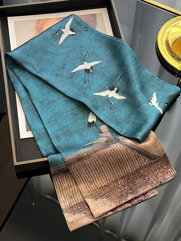 シルクスカーフ-ロングストライプ-本物のシルク-ママ-2026-新作シャツに合うシルクのリボン-細いスカーフ-ネックデコレーション-シルクベルト-春秋用