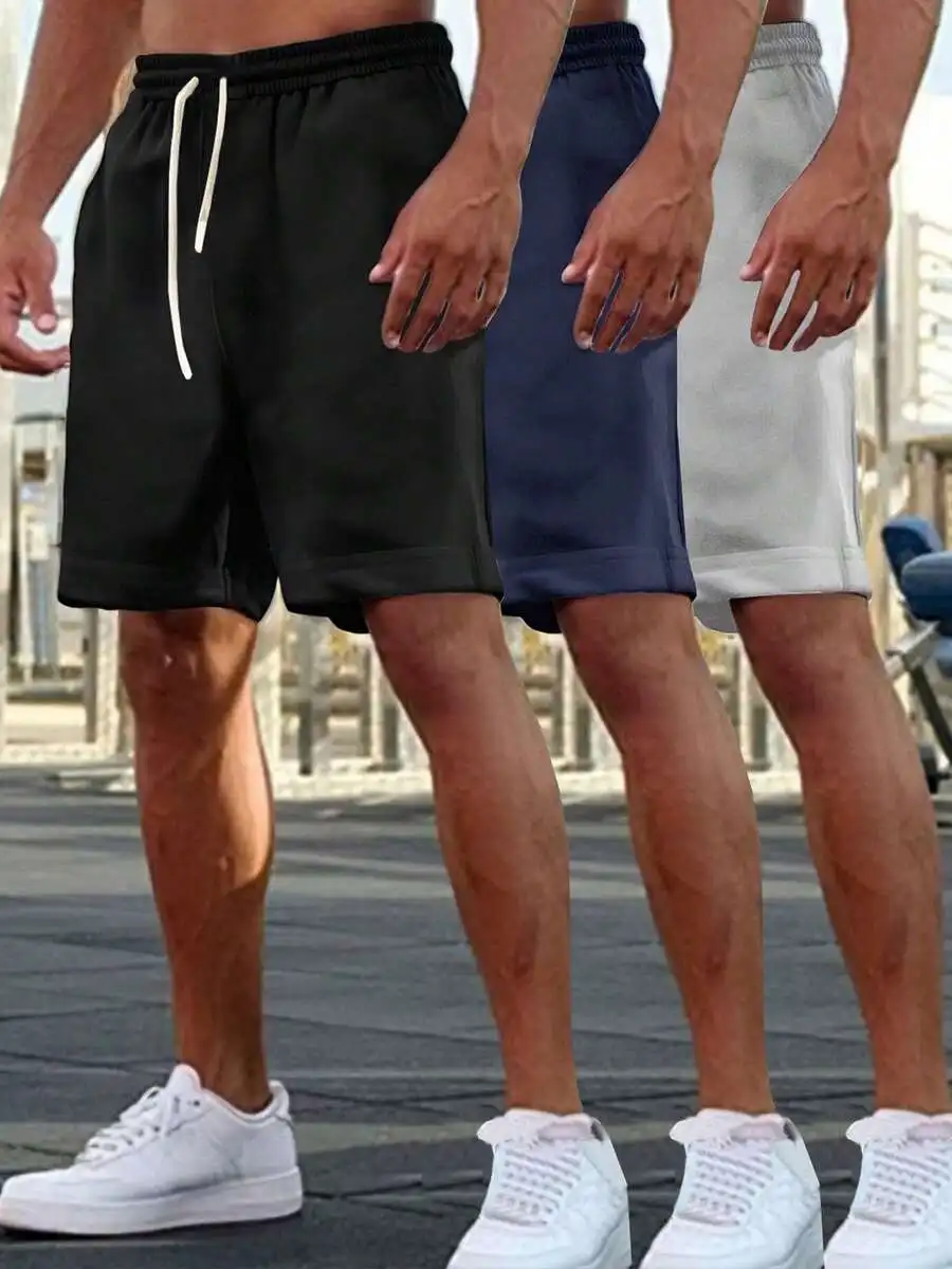 3 Pack Mens Solid Color Casual Shorts Summer Breathable Comfortable Training Pants