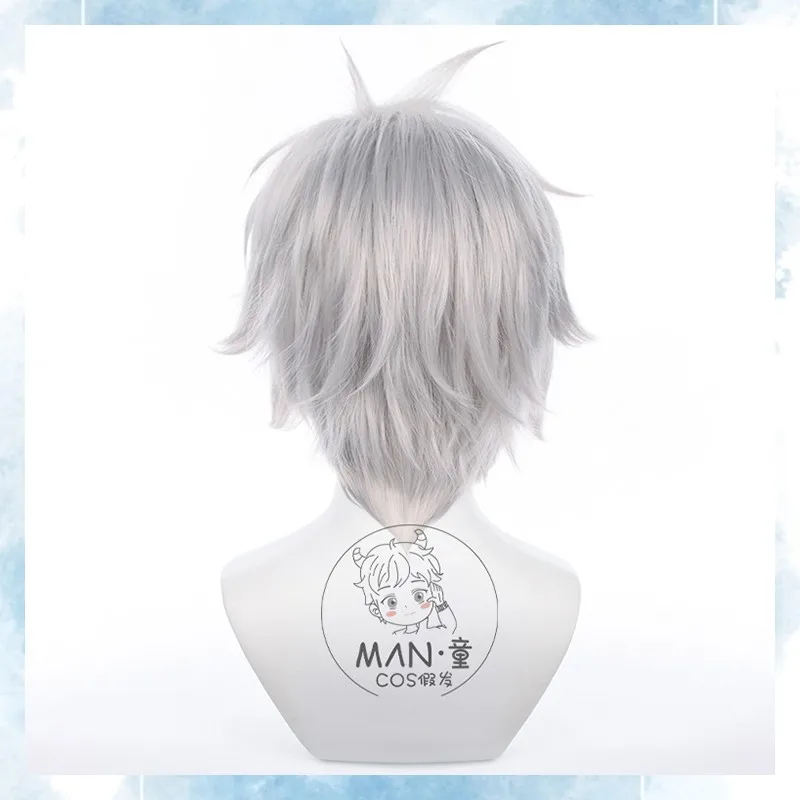 Kaworu Nagisa คอสเพลย์วิกผม EVA 30ซม.สีเทาเงินสั้น Fluffy วิกผมอะนิเมะสังเคราะห์ทนความร้อน Wigs ปาร์ตี้ฮาโลวีนบทบาท