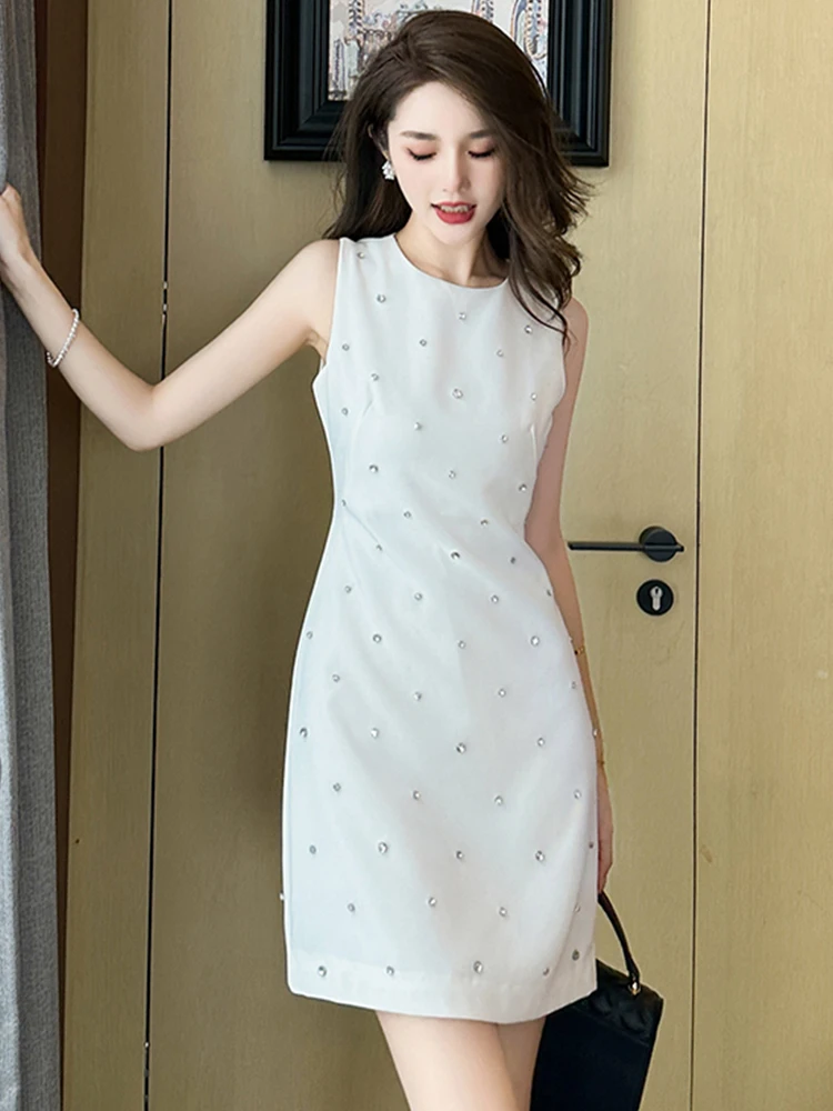 Summer Evening Short Dresses Women Elegant Formal Luxury Simple Mujer Sleeveless Slim Mini Party Vestidos Fiesta Street Clothing