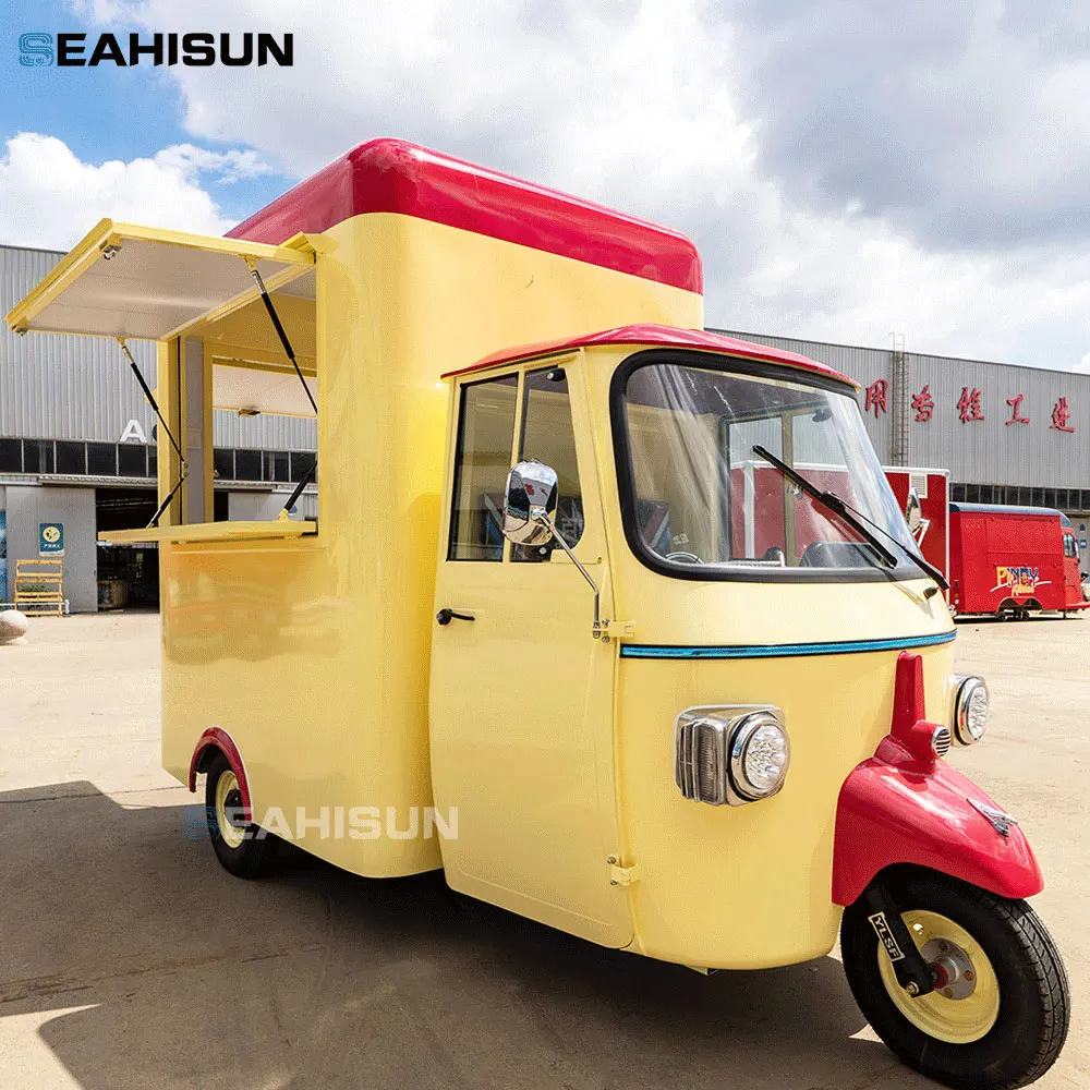 Мотоцикл Piaggio Ape, фудтрак, кофейня на колесах, тележка для хот-догов/мороженого, фуд-трейлер с полностью оборудованной кухней.