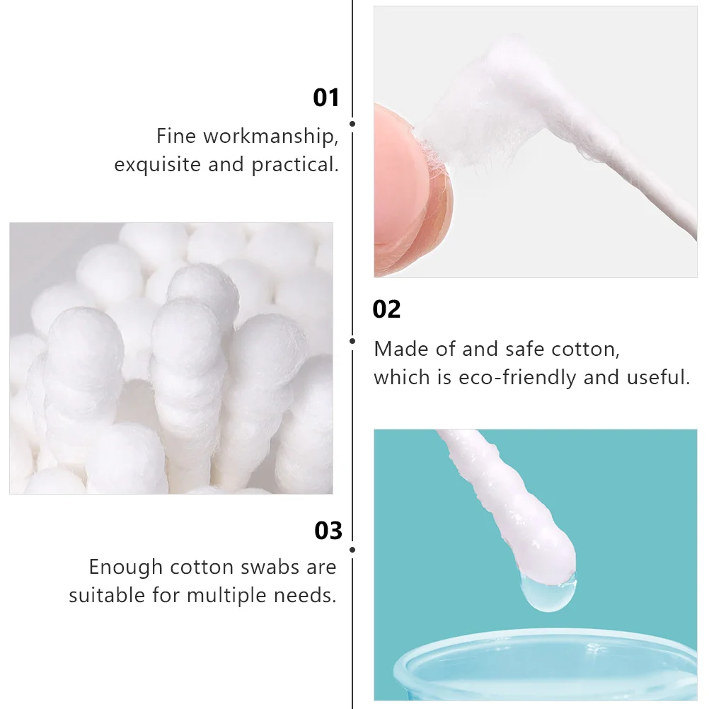 2 صندوق مسحات قطنية صديقة للبيئة آمنة لتنظيف الأذن والعناية بالوجه مسحات متعددة الوظائف للاستعمال مرة واحدة للمكياج