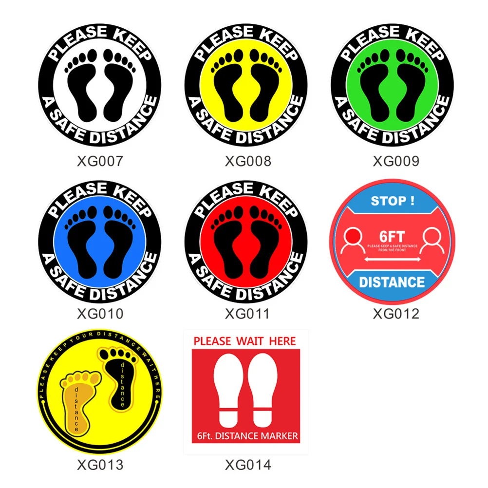 

5 Sheets Prevention Decals PVC Material Keeping Distance Sticker School Mall Public Place Self-Adhesive Safety Sticker