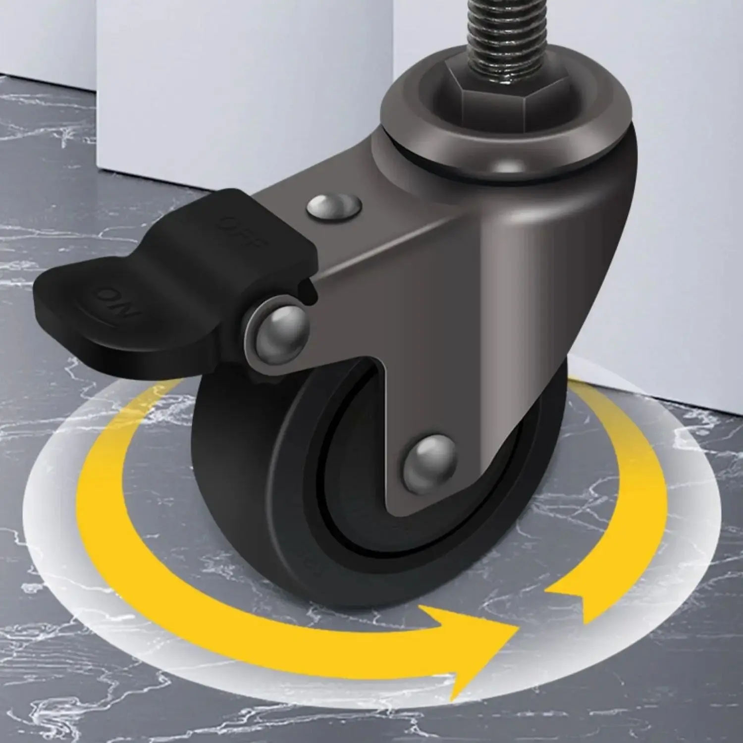 4 Pcs Threaded Stem Swivel Casters With Brake