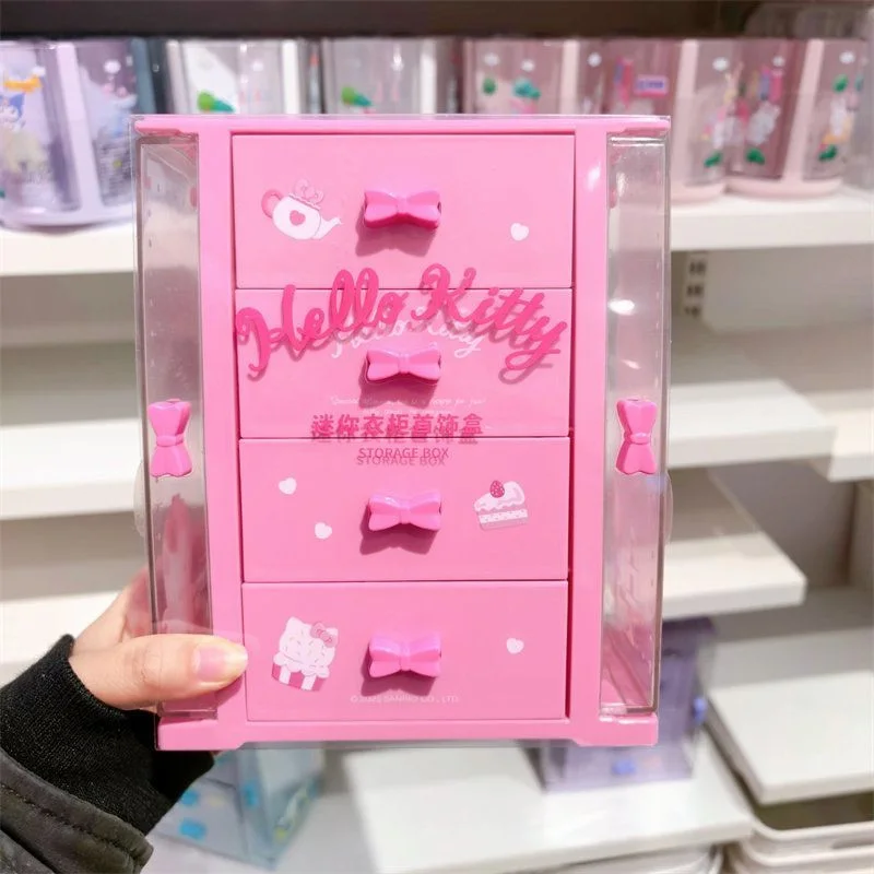 Kawaii Sanrio 4-laden bureau opbergkast My Melody sieraden organizer doos plastic cosmetica kleine accessoires lade