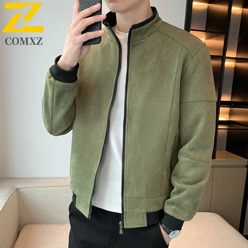 

COMXZ Business Male Jacket Classics Baseball Collar Commuting Office Comfort Jackets Premium Travel Lightweight Autumn Clothing
